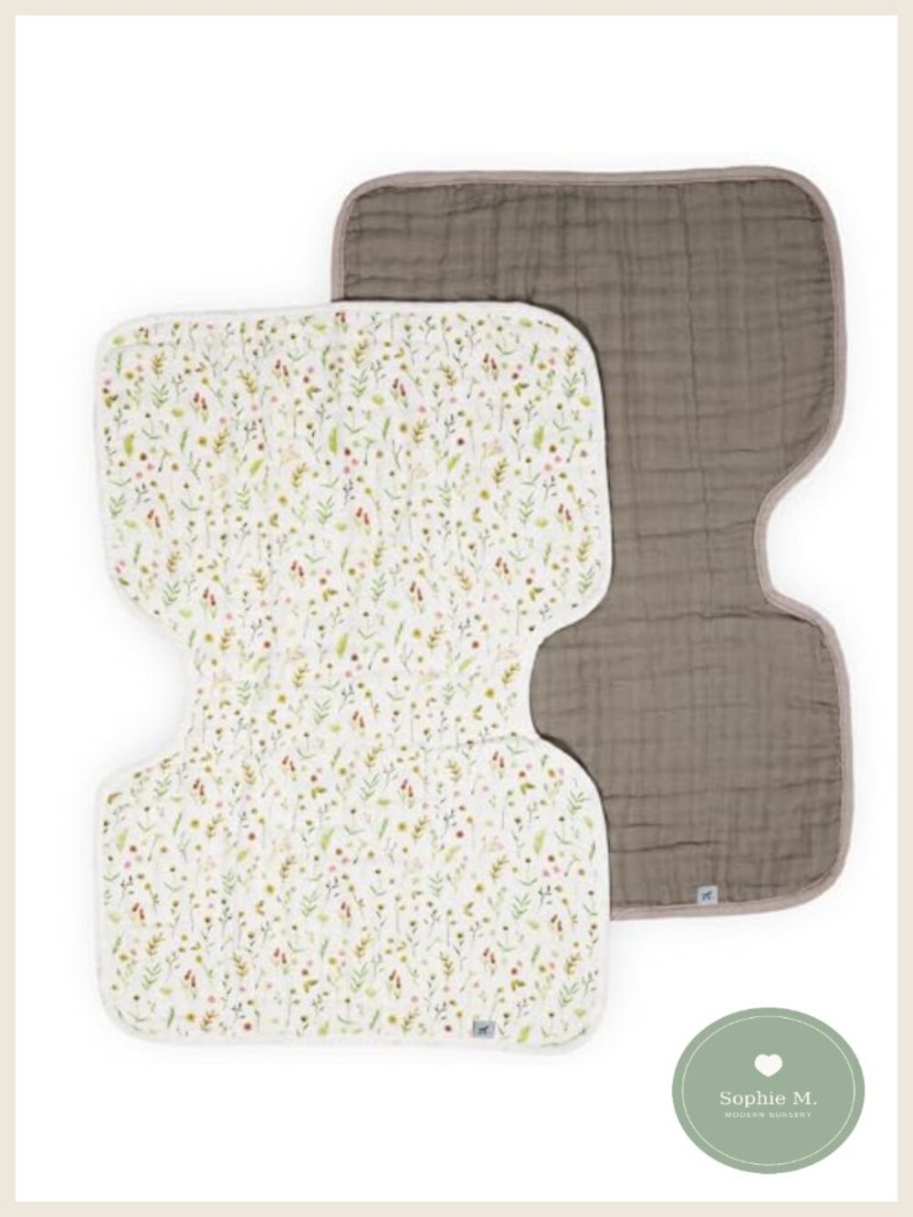 Organic Cotton Muslin Burp Cloth 2 Pack Contoured Soft Absorbent